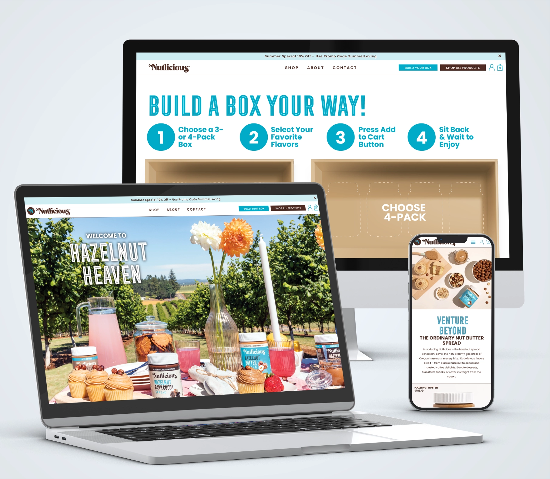 Nutlicious Website on different devices