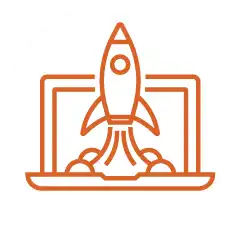 rocket launching from laptop icon