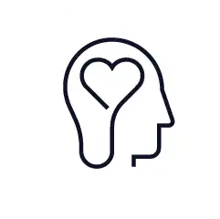 head with a heart in the brain icon